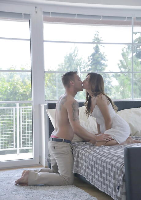 Curious russian Ally Breelsen in skirt drilled by big cock in the ass outdoor